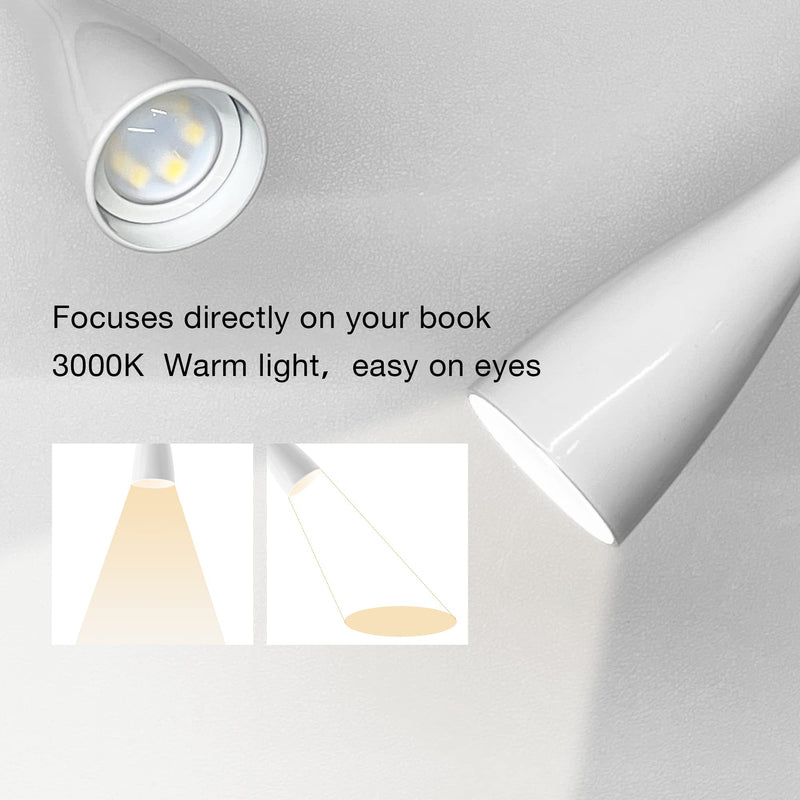 Wall Reading Light for Books in Bed, USB Output Headboard Wall Lamp,5 Dimmable Touch Control Reading Lamp,3000k LED Warm Light, Easy to Install（White） White-3000k-1 Pack