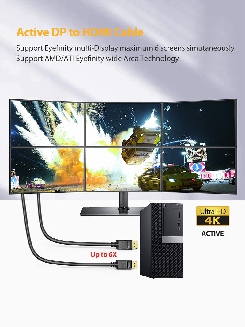 CableCreation DisplayPort to HDMI Cable 3 Feet, Gold Plated DP to HDMI Cable, 4K & 3D Audio/Video Converter, 0.915M / Black 3 Feet[1-PACK] Active