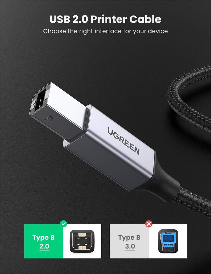 UGREEN USB A to B Printer Cable - USB 2.0 A-Male to B-Male Printer Cord High Speed Compatible with Epson, HP, Canon, Brother, Lexmark, Dell, Xerox, Samsung, Piano, DAC and More 6 FT 6FT