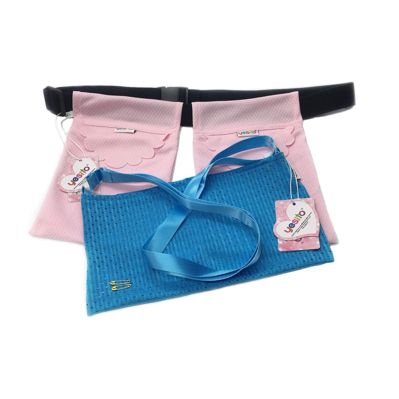 Mastectomy Drain Drainage Pouch with Shower Bag Drain Drainage for Breast Cancer Surgery Recovery Drainage Pouch Yesito Pink honeycomb lattice (pink blue)