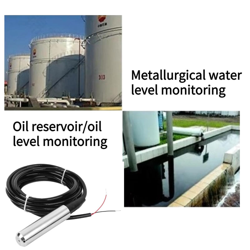 Fafeicy TL-136 liquid level transmitter, IP68 water level sensor detector, 24VDC 4-20mA signal output liquid level sensor, signal output line length 5 meters, 45 degree oblique angle (0-2m) 0-2m