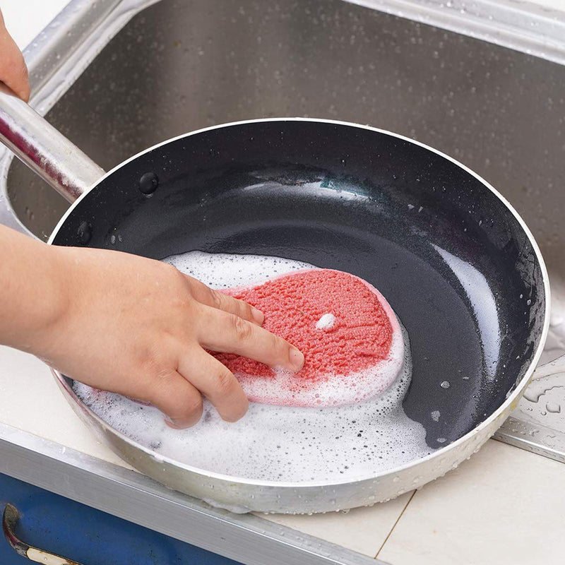 12 Pack Durable Scrub Scouring Sponge , Non-Scratch Microfiber Sponge Along with Heavy Duty Scouring Power , Effortless Cleaning of Dishes, Pots and Pans All at Once (Six Colors)