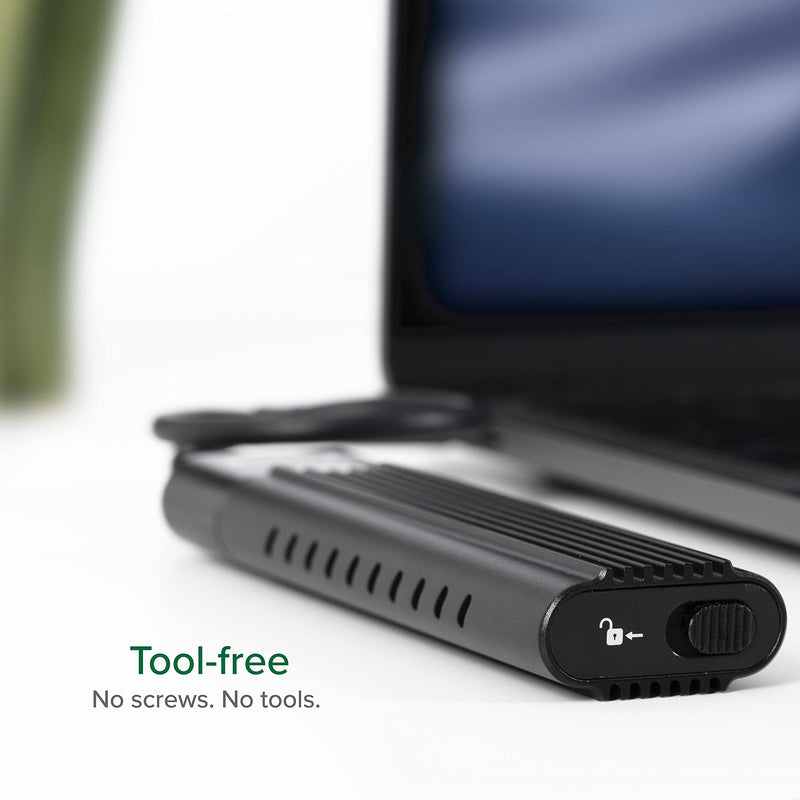 Plugable USB C to M.2 NVMe Tool-free Enclosure USB C and Thunderbolt 3 Compatible up to USB 3.1 Gen 2 Speeds (10Gbps). Adapter Includes USB-C and USB 3.0 Cables (Supports M.2 NVMe SSDs 2280 2260 2242)