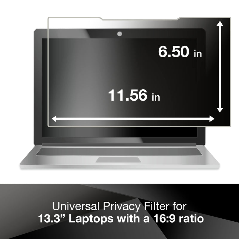 3M Privacy Filter for 13.3 Inch Widescreen Laptop, COMPLY Attachment for Flip-Share, Reversible Gloss/Matte, Reduces Blue Light, Screen Protection, 16:9 Aspect Ratio (PF133W9B) Black 13.3" Widescreen Laptop 16:9