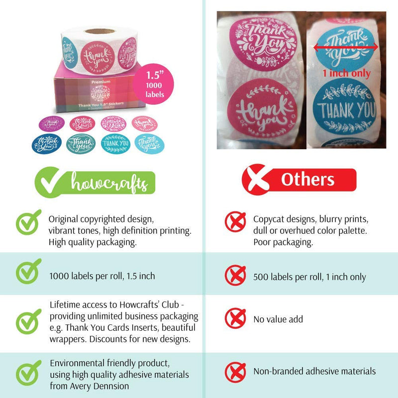 Thank You Sticker Roll of 1000 1.5 Inch 8 Designs Thank You Stickers Small Business Thank You Stickers Pink Thank You Stickers for Packaging Stickers Thank You Large Thank You Stickers
