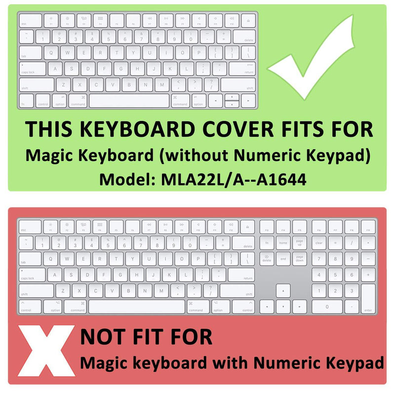 ProElife Ultra Thin Silicone Keyboard Protector Cover Skin for Apple iMac Magic Keyboard & Magic Keyboard 2 (WITHOUT Numeric Keypad, U.S Version, Model: MLA22L/A--A1644) (Transparent) for Magic Keyboard (MLA22LL/A) AClear