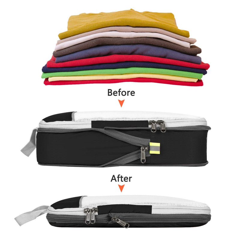Compression Packing Cubes, Gonex Extensible Storage Mesh Bags Organizers 6 PCS Black L+M+S+XS+Slim+Laundry Bag