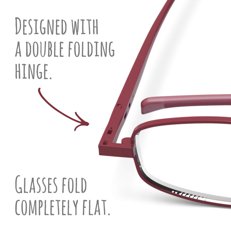 Compact Lenses Flat Folding-Reading Glasses-Port +3.0