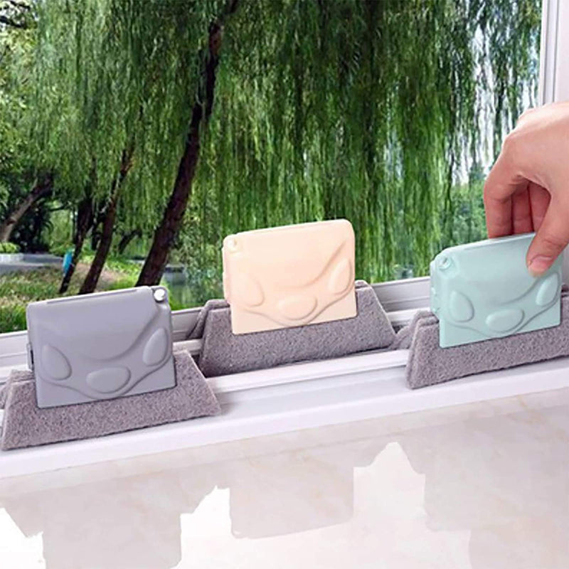 Creative Window Cleaning Brush Groove and Slot Cleaning Cloth Magic Window Door Track Cleaning Brush Hand-held Gap Clean Tools,Multi-function Cleaning Brush with Replaceable Brush Head 3PCS