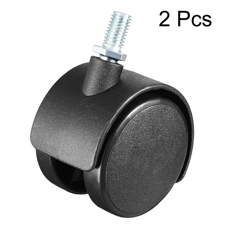 uxcell 2 Pcs 2 Inch Swivel Caster Wheels Nylon 360 Degree Threaded Stem Caster Wheel, M8 x 15mm, 39lb Capacity