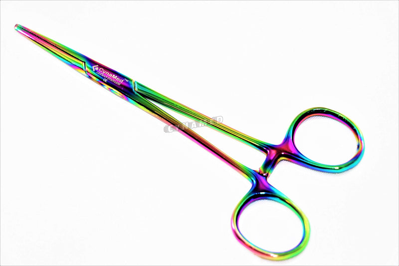 Premium 1 Each 5.5" Straight Hemostat Forceps Locking Clamps Stainless Steel Set-Multi Rainbow Color