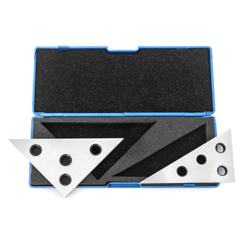 QWORK Solid Angle Plate Set, 2 Pcs Triangle Angle Block, 30-60-90 Degree&45-45-90 Degree, Precision Machinist Measurement Tool