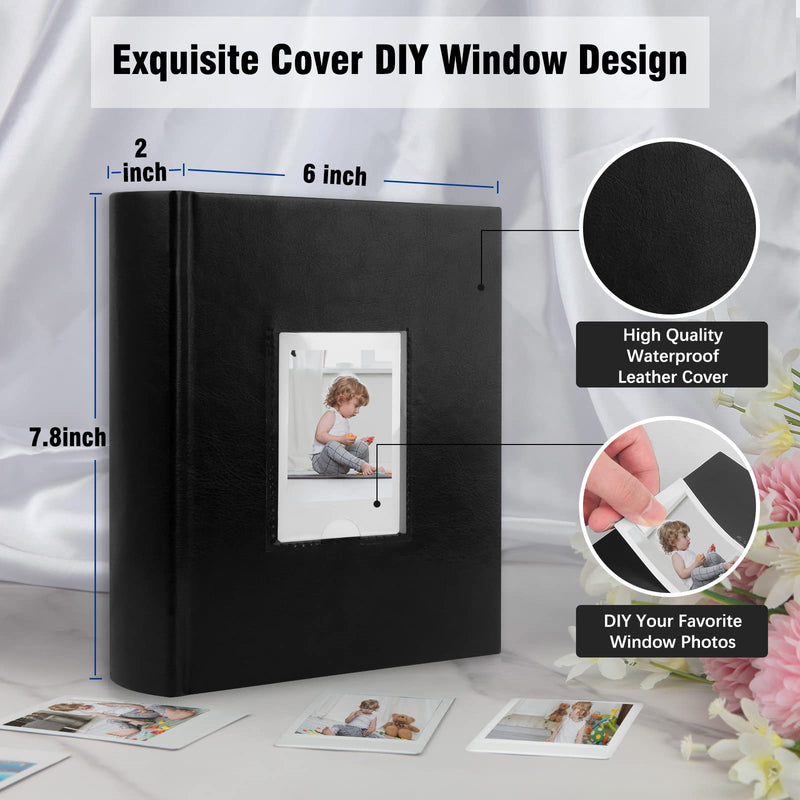 Photo Album for Fujifilm Instax Mini Camera, Polaroid Camera, Instax Photo Album with Memo Areas Mini Polaroid Photo Album Book 180 Pockets for Fujifilm Instax Mini 11 9 8 40 Evo Instant Camera, Black