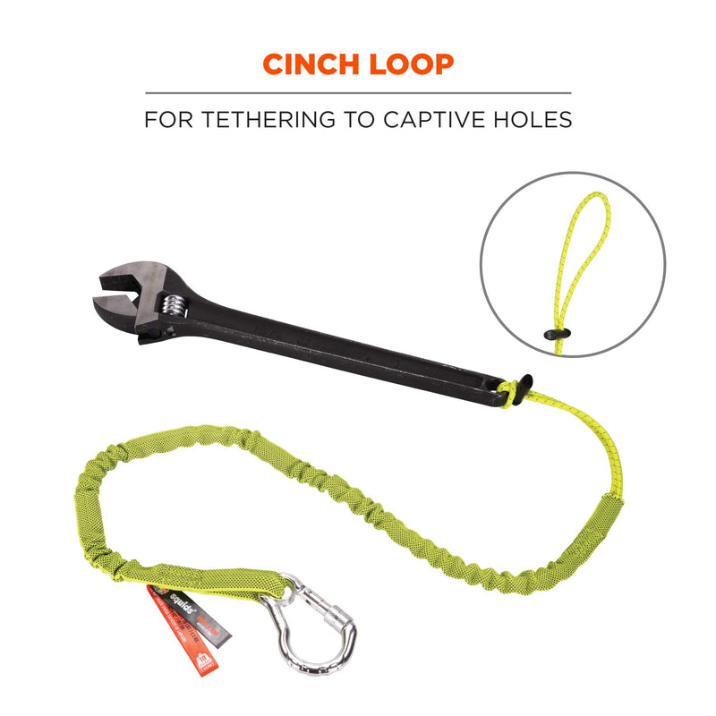 Ergodyne Squids 3100 Tool Lanyard with Single Carabiner and Adjustable Loop End, Standard Length, Lime