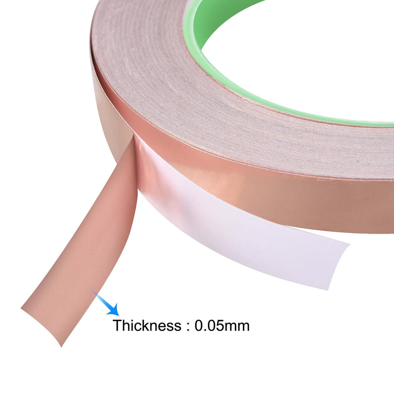 uxcell Double-Sided Conductive Tape Copper Foil Tape 10mm x 30m/98.4ft for Guitar, EMI Shielding Crafts, Electrical Repairs