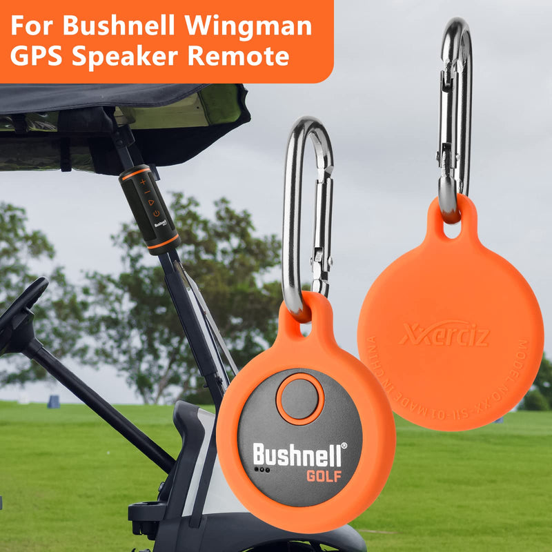 Xxerciz Protective Case for Bushnell Wingman GPS Speaker Remote Button Cover Holder with Carabiner, Lightweight Silicone Replacement Protective Cover Orange-Silicone