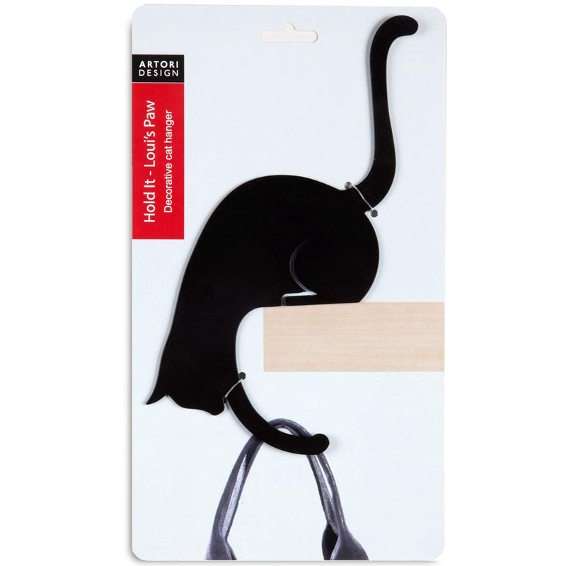 Black Metal Cat Hanger - Decorative Cat Figurine - Gift for Cat Lovers - Balance Hanger - Gravity Hook Black