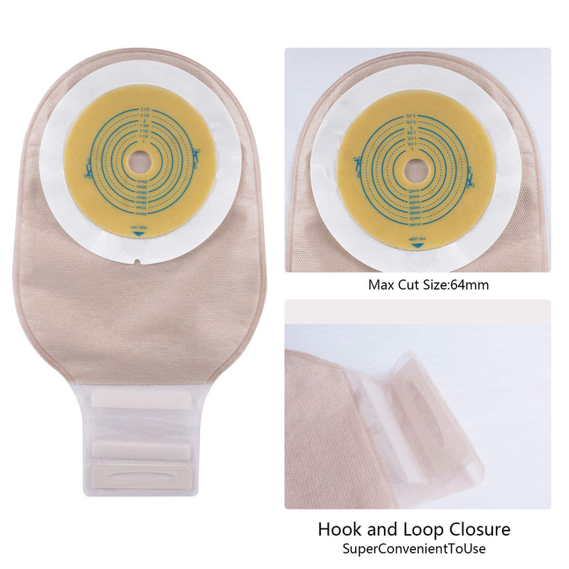 Carbou Ostomy Bags,20PCS Colostomy Supplies,One Piece Drainable Ostomy Pouch for Ileostomy Stoma Care, Cut-to-Fit (One Piece Closure) 23 Piece Set