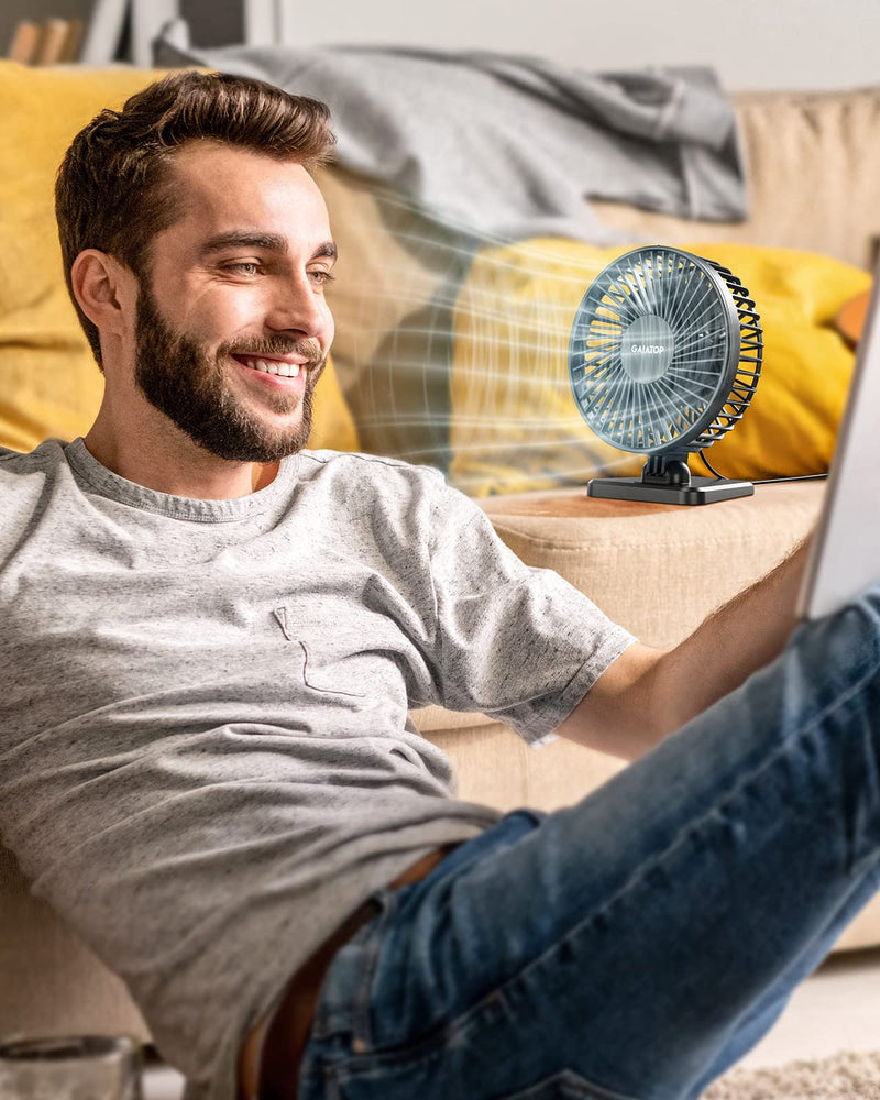 Gaiatop USB Desk Fan, Small But Powerful, Portable Quiet 3 Speeds Wind Desktop Personal Fan, Adjustment Mini Fan for Better Cooling, Home Office Car Indoor Outdoor (Black) Black
