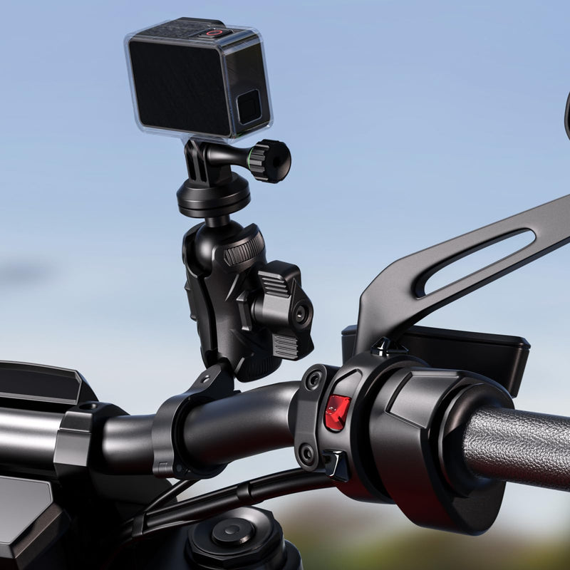 BRCOVAN Aluminum Alloy Tripod Mount Adapter with Camera 1/4"-20 Thread & 1'' TPU Ball Fit for RAM Mounts B Size Doulbe Socket Arm, for Gopro Hero Action Camera/DJI/Insta360/Camcorder/Field Monitor
