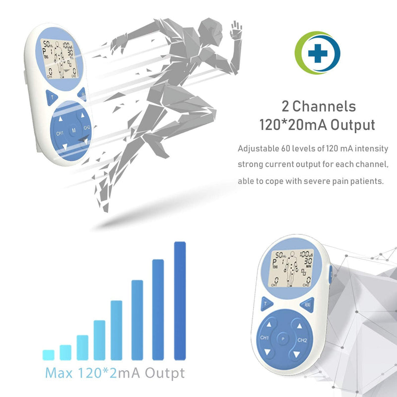 TENS Unit Muscle Stimulator EMS Pulse Massager 2020 Upgrade 3-in-1 Combination with Independent 2 Channels, 32 Preset&2 Manual Modes Professional Handheld Electrotherapy Device for Body Pain Relief