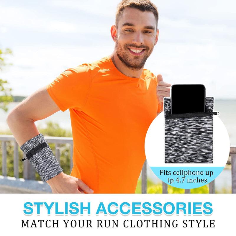 5 Pieces Wrist Wallet Phone Armband Sleeve Running Wallet Wristband Wallets for Women Men Sports Wrist Pouch with Zipper for Phone Running Walking Hiking Jogging Travel Fishing
