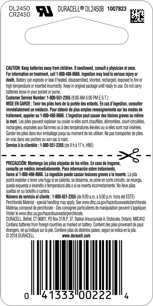 Duracell - 2450 3V Lithium Coin Battery - long lasting battery - 6 Count (Pack of 1)
