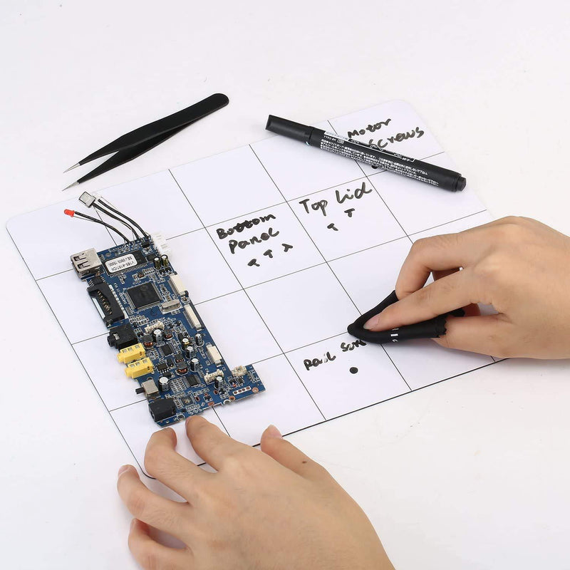 Large Size Magnetic Project Mat SHOWPIN Small Parts Work Mat Peg Board with A Board Marker - Preventing The Small Screws from Getting Lost and Unorganized (9.8x11.8 inches)