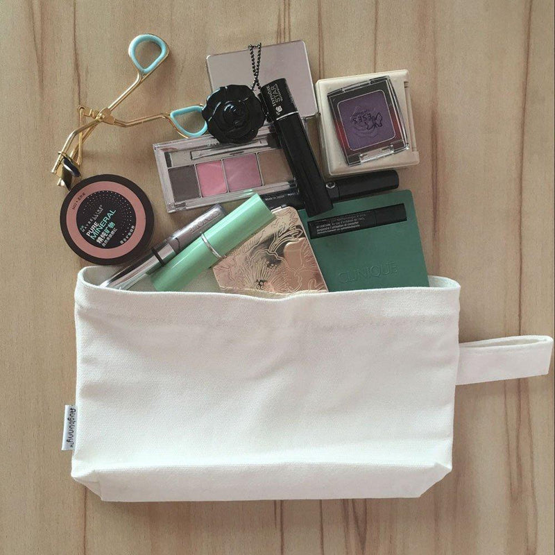 Augbunny Multi-purpose Cotton Canvas Zipper makeup Bag Pouch 4-pack White