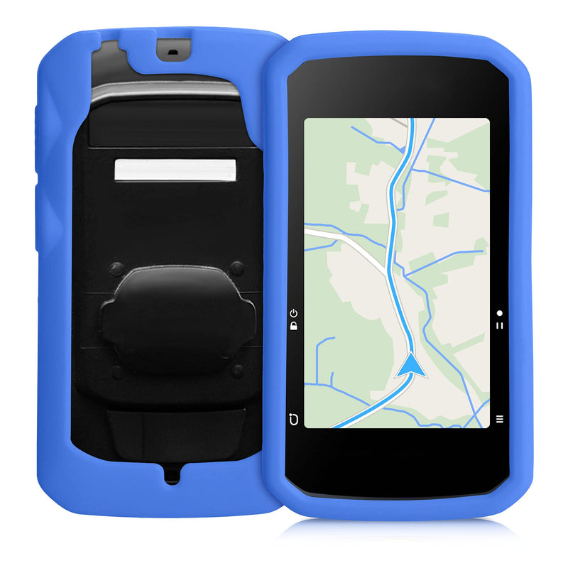 kwmobile Case Compatible with Bryton Rider 750 - Case Soft Silicone Bike GPS Protective Cover - Black blue