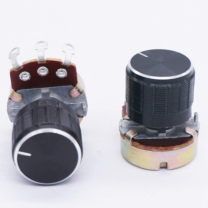 TWTADE / 3pcs 500K Ohm Potentiometer Single Turn Rotary Linear Variable Potentiometer + 3pcs Black Aluminum Alloy knob