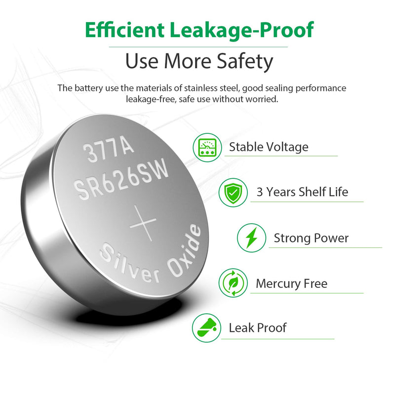 LiCB 20 Pack SR626SW 377 626 Watch Battery 1.5V Button Cell Batteries