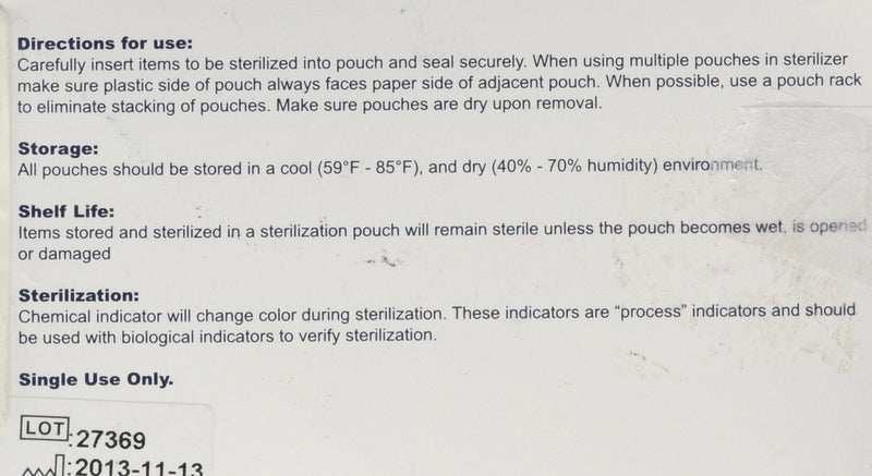 Self-Sealing Sterilization Pouches, 2 1/2” by 2 3/4”, Box of 200