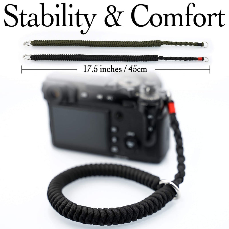 Camera Wrist Strap (Black) Paracord Camera Hand Strap Black
