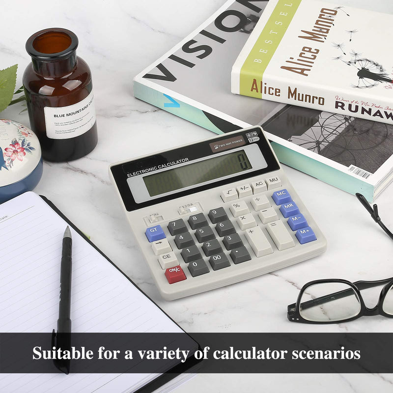 Calculator, Calculators Large Display and Buttons, Solar Battery Dual Power, Big Button 12 Digit Large LCD Display