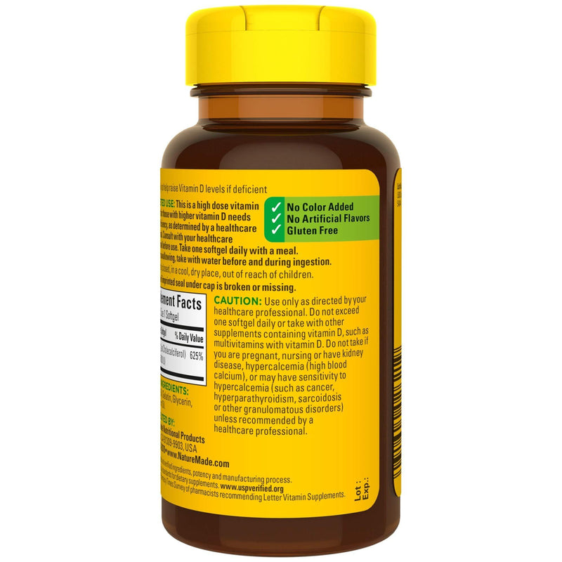 Nature Made Extra Strength Vitamin D3 5000 IU (125 mcg), Dietary Supplement for Immune Support, 90 Softgels, 90 Day Supply 90 Count (Pack of 1)