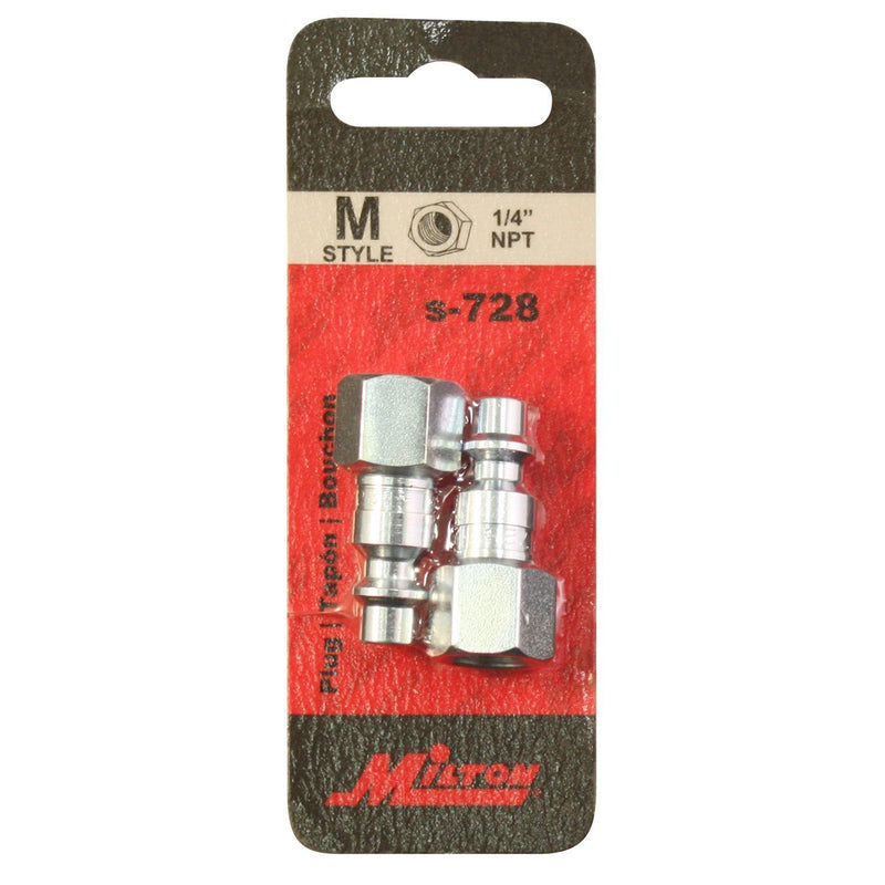 Milton Industries S-728 1/4" FNPT M Style Plug - Pack of 2