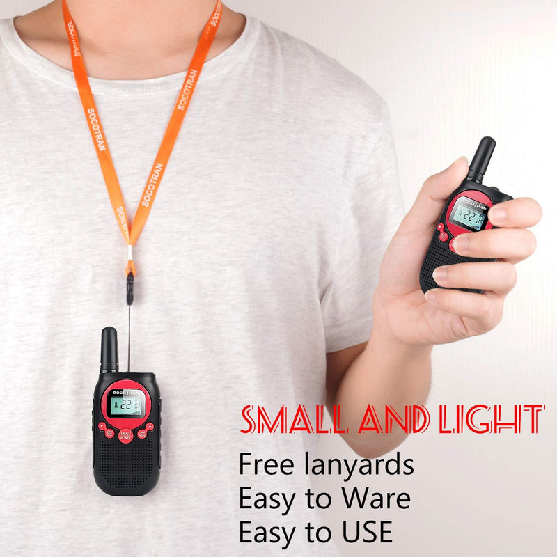 Rechargeable Walkie Talkies for Adults Long Range 5 Miles USB Charger 22CH VOX Flashlight LCD FRS Two Way Radio Rechargeable Li-ion Battery 2 Pack for Camping Family Road Trip Hiking Walky Talky Red