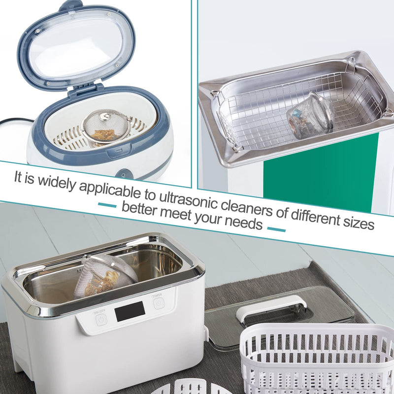 5 Pcs Ultrasonic Cleaner Baskets Stainless Steel Parts Basket Jewelry Steam Cleaner Basket Cleaning Holder with Lock and Hook for Cleaning Jewelry, 1.8 Inch, 2 Inch, 2.6 Inch, 3.4 Inch