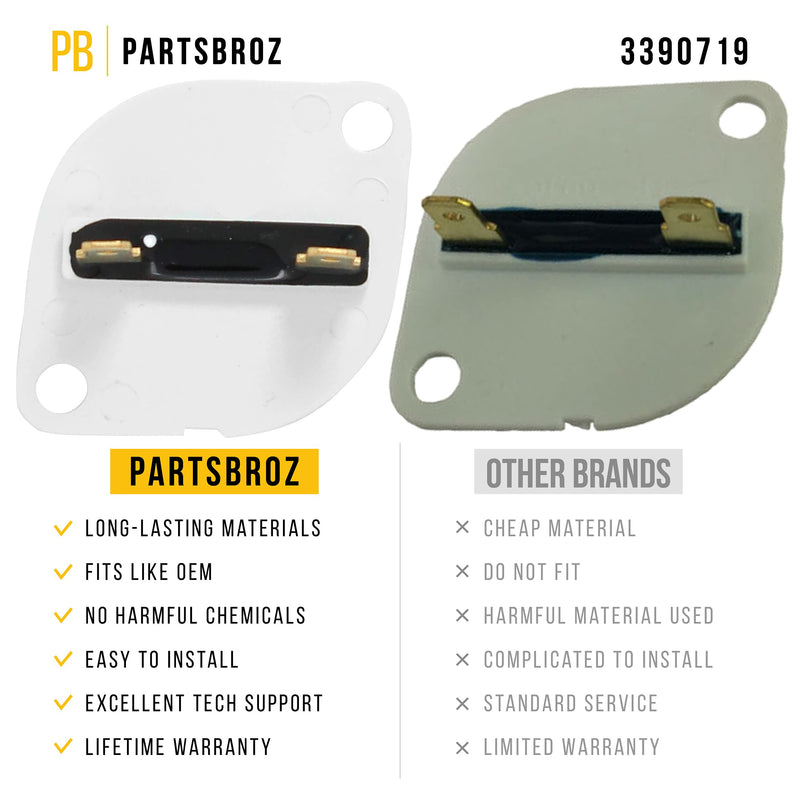 3390719 Thermal Fuse by PartsBroz - Compatible with Whirlpool Dryers - Replaces WP3390719, AP6008309, 688841, 690198, 279650, 3389639