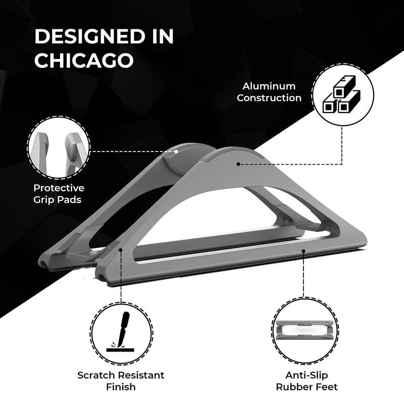 HumanCentric Vertical Laptop Stand for Desks (Space Gray) | Adjustable Holder to Dock Apple MacBook, MacBook Pro, and Other Laptops to Organize Work & Home Office