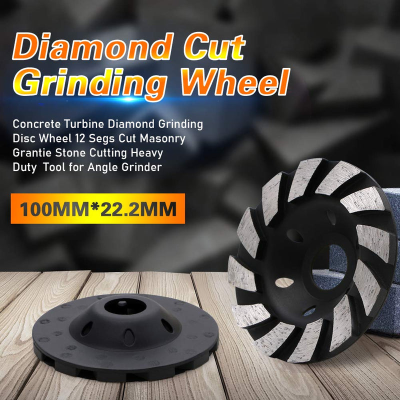 flintronic premium diamond cup wheel, 100x22.2 mm diamond cup wheel, diamond grinding plate universal, double row diamond grinding plate for concrete, natural stone, stone, masonry, angle grinder Turbo Gray 2. 100 x 22.2 mm
