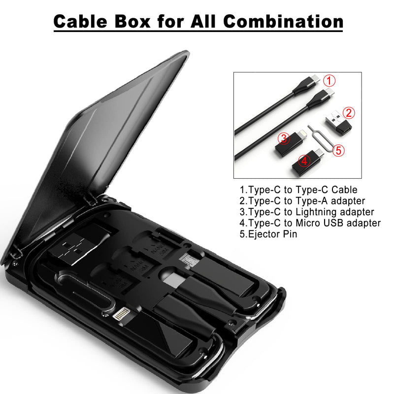 Data Cable Box with Wireless Charger, Multi-Type Charging Cable Convertor, Multi-Function Wireless Charger Adapter, Built-in Card Reader, Can Use as Phone Holder