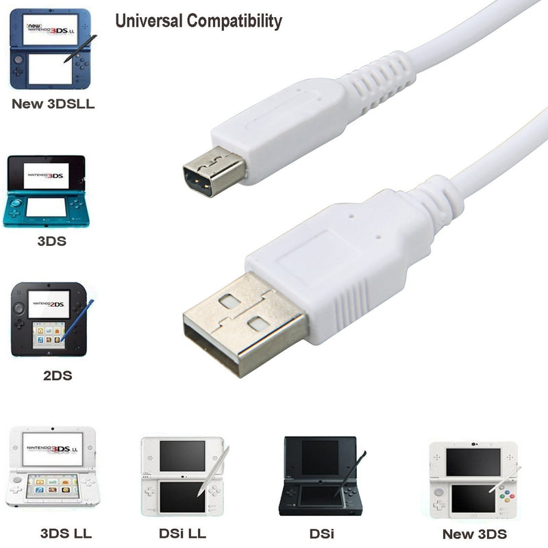 [2 Pack] Akwox 3M/10FT USB Charger Power Cable Compatible with for 3DS XL, 3DS, DSi XL,New 2DS XL, DSi, New 3DS XL