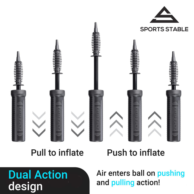 Sports Stable Exercise Ball Pump, Dual Inflation Manual Air Pump for Your Yoga and Pilates Ball, Pool Inflatables, and Party Balloons