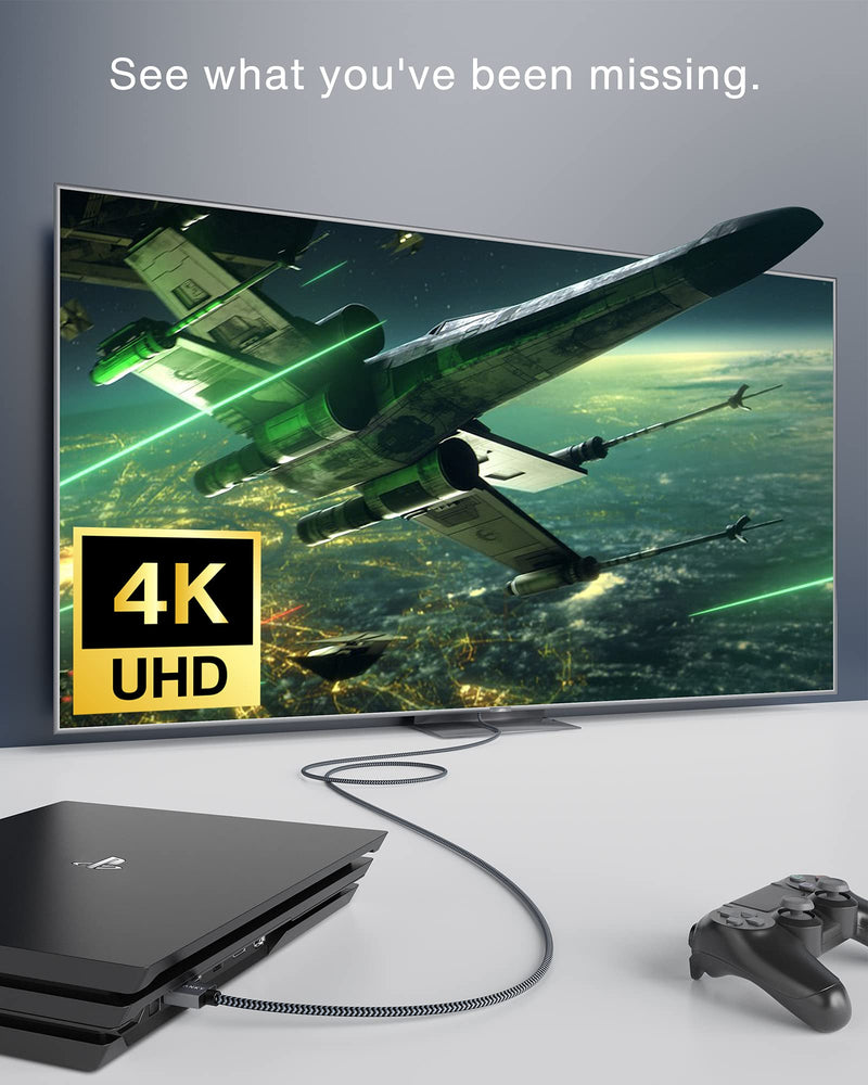 4K HDMI Cable 10ft, iVANKY 18Gbps High Speed HDMI 2.0 Cable, 4k@60Hz HDR Aluminum Shell & Braided HDMI Cord, 2K, 1080P, 3D, 32AWG, ARC for UHD TV, Laptop, Monitor, PS4, Xbox One, &More 10 feet Grey 1
