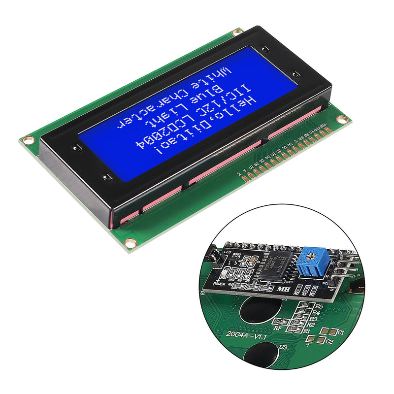 Diitao 2Set LCD 2004 Module,IIC I2C TWI Serial 20x4 LCD Module with I2C Interface Adapter Blue Backlight (20x4 I2C LCD) 20x4 I2C LCD