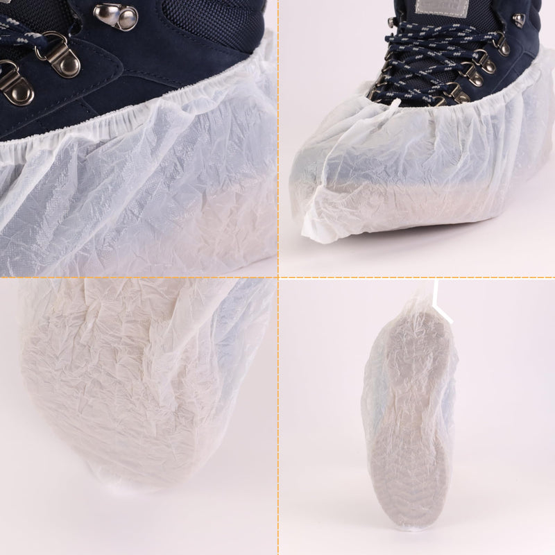 Disposable film shoe protectors - white - 100 pieces (50 pairs) I durable I waterproof I dustproof I clean shoes I shoe covers I protection for shoes I covers for hospitals 100 pieces - (50 pairs) white