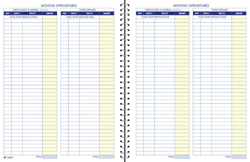 Adams Bookkeeping Record Book, Monthly Format, 8.5 x 11 Inches, White (AFR71)