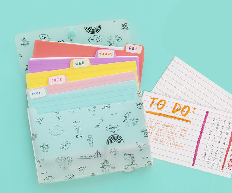 Yoobi Index Cards with Case | 4 Pack of Fun | 400 Total Notecards with Holder | Create Flash Cards for Homeschool